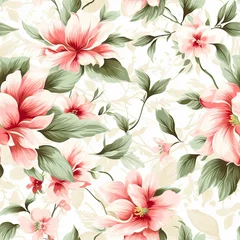 Zelfklevend Fotobehang Vintage flower pattern, white background AI Generated © MSHAHID