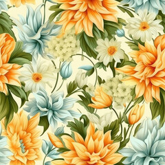 Vintage floral design pattern bright pastel color insanely details AI Generated.