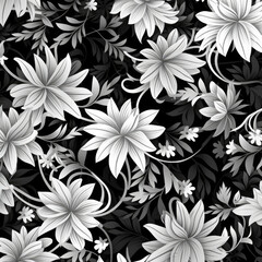 Vintage floral design pattern bright Black and white color insanely details AI Generated