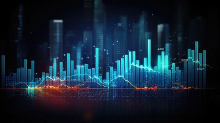 Fototapeta premium A data bar graph, business technology background material