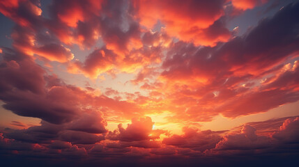 Obraz premium Beautiful red sunset covers the sky