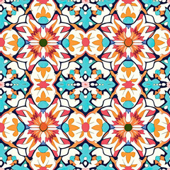 Fototapeta premium Traditional Punjabi Pakistani rose motifs seamless pattern, AI Generated