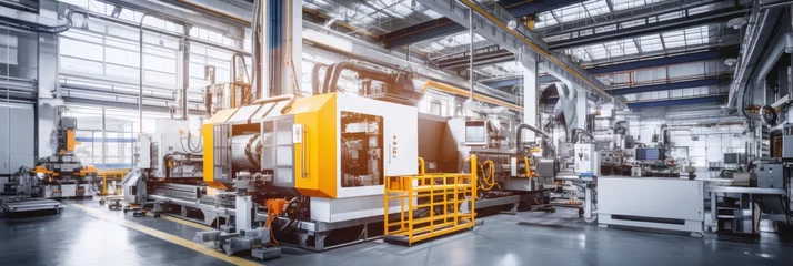 Gordijnen Wide format CNC machine tools at work in a modern factory © evening_tao