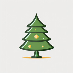 Obraz premium Simple vector drawing of a decorated christmas tree, minimalist icon symmetrical sticker design AI Generated