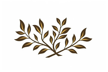 Fototapeta premium simple one branch leaves minimalist boho design vector white background, diffrent angle AI Generated