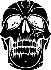 Drawing of human skull black silhouette.