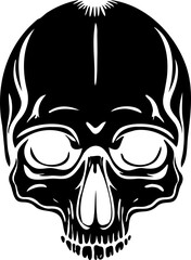 Drawing of human skull black silhouette.