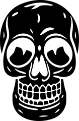 Drawing of human skull black silhouette.