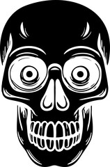 Drawing of human skull black silhouette.