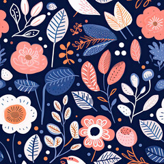 Scandanavian and soft floral pattern bright pastel color insanely details AI Generated