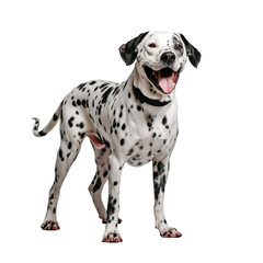 happy playful dalmatian dog isolated on transparent background