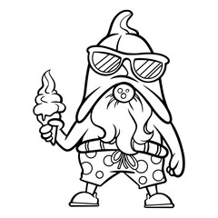 Gnome, black and white stripes on the white background Is a vector image Suitable for coloring Or general lines