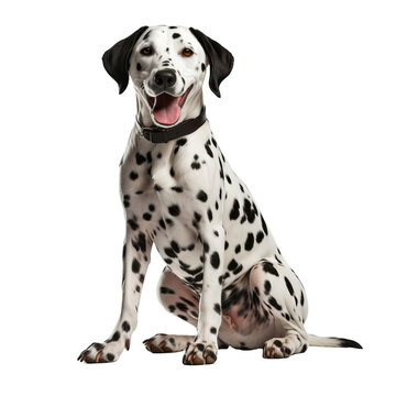 happy playful dalmatian dog isolated on transparent background