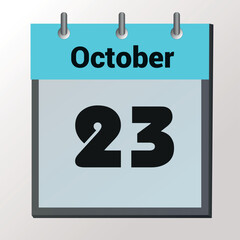 vector page of October month calendar and highlighted date October 23