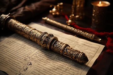 The medieval Magna Carta, a pivotal document establishing principles of law and governance. Generative Ai.