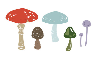 手描き風のキノコのイラスト