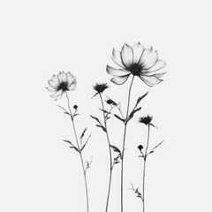 Minimalist flower line art on white background, AI Generated