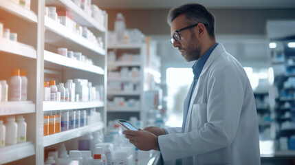 Fototapeta na wymiar Digital tools aiding pharmacists precision in managing prescriptions