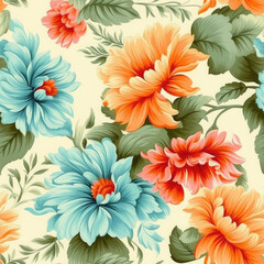 Vintage floral design pattern bright pastel color insanely details AI Generated.