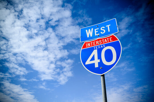 An Interstate 40 sign on the planes of the Texas panhandle