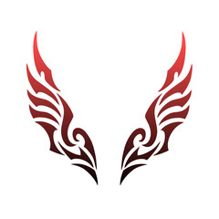 graphic vector illustration of tribal art design of a pair of wings suitable for elements