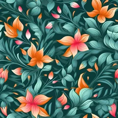 Tuinposter Vintage aesthetic flower pattern AI Generated © MSHAHID