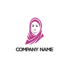 Vector hijab vector with unique beauty concept logo design premium vector
