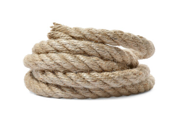 Bundle of hemp rope isolated on white