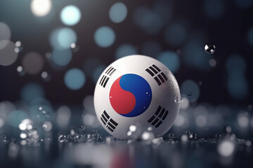 Red Blue and white 3D Render Minimalist South Korea flag bokeh background with minimalist symbol, Generative AI