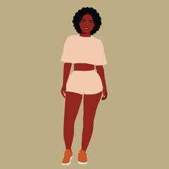 Stylish afro black woman in elegant art style vector