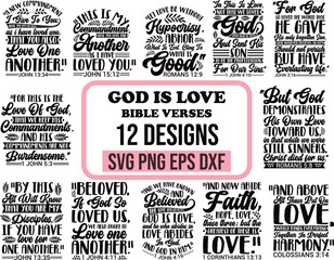 Bible Verse Bundle, God is Love Bundle, Hand drawn Vintage Christian Design