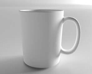 Realistic white color porcelain cup isolated on white background. Design Template for Mock Up. 