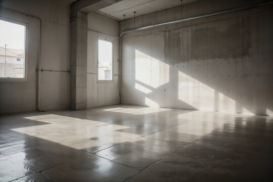 Industrial Elegance Aesthetic Concrete Floor in a Modern Home by Emily Thompson. AI Generated.