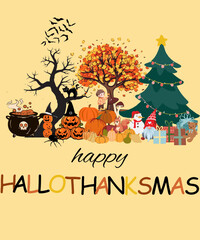 
Hallo Thanksmas, Sublimation Designs, Merry Christmas, Digital Download, Happy Halloween, Pumpkin Patch, Christmas Tree