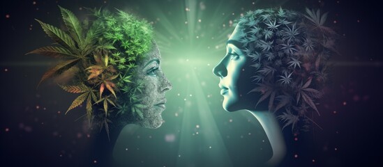 illustration representing marijuana s impact on the brain and mood - obrazy, fototapety, plakaty