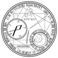 魔法陣素材ベクター、ルーン文字使用