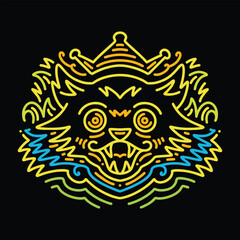 Colorful Monoline Cat Vector Graphic Design illustration Emblem