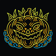 Colorful Monoline Pumpkin Vector Graphic Design illustration Emblem