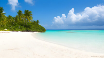 Enchanted Oasis: A Hidden White-Sand Paradise with Majestic Coral Scenery and Turquoise Waters Underneath the Azure Sky