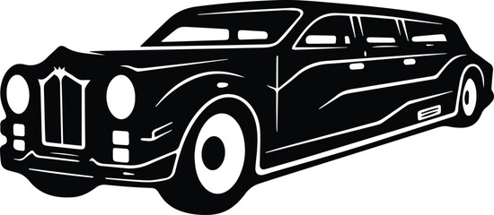 limousine Logo Monochrome Design Style - obrazy, fototapety, plakaty