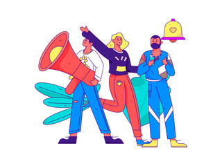 Notification announcement vector creative flat hand drawn illustration