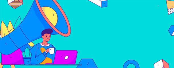 Notification announcement vector creative flat hand drawn illustration