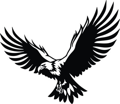 vulture Flying Logo Monochrome Design Style