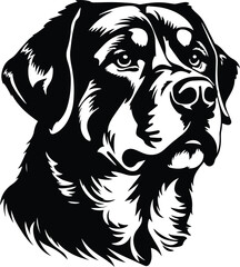 Rottweiler Logo Monochrome Design Style - obrazy, fototapety, plakaty