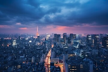 東京の夜イメージ01 - obrazy, fototapety, plakaty