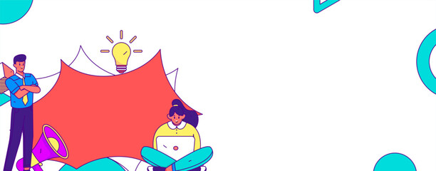 Notification announcement vector creative flat hand drawn illustration