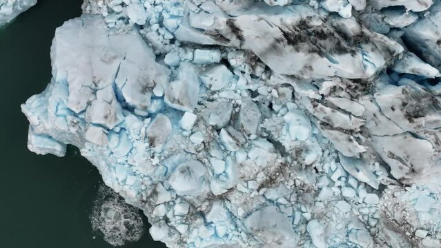 aerial view of the glaciers on the arctic ocean