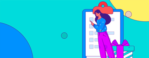 Invite friends to conduct questionnaire flat vector concept operation hand drawn illustration