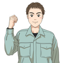 The facial expression of a male maintenance staff energized and motivated