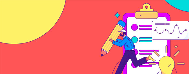 Invite friends to conduct questionnaire flat vector concept operation hand drawn illustration